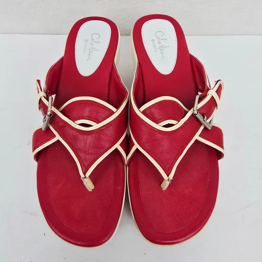 Cole Haan Criss-Cross Heeled Sandals Red 9
